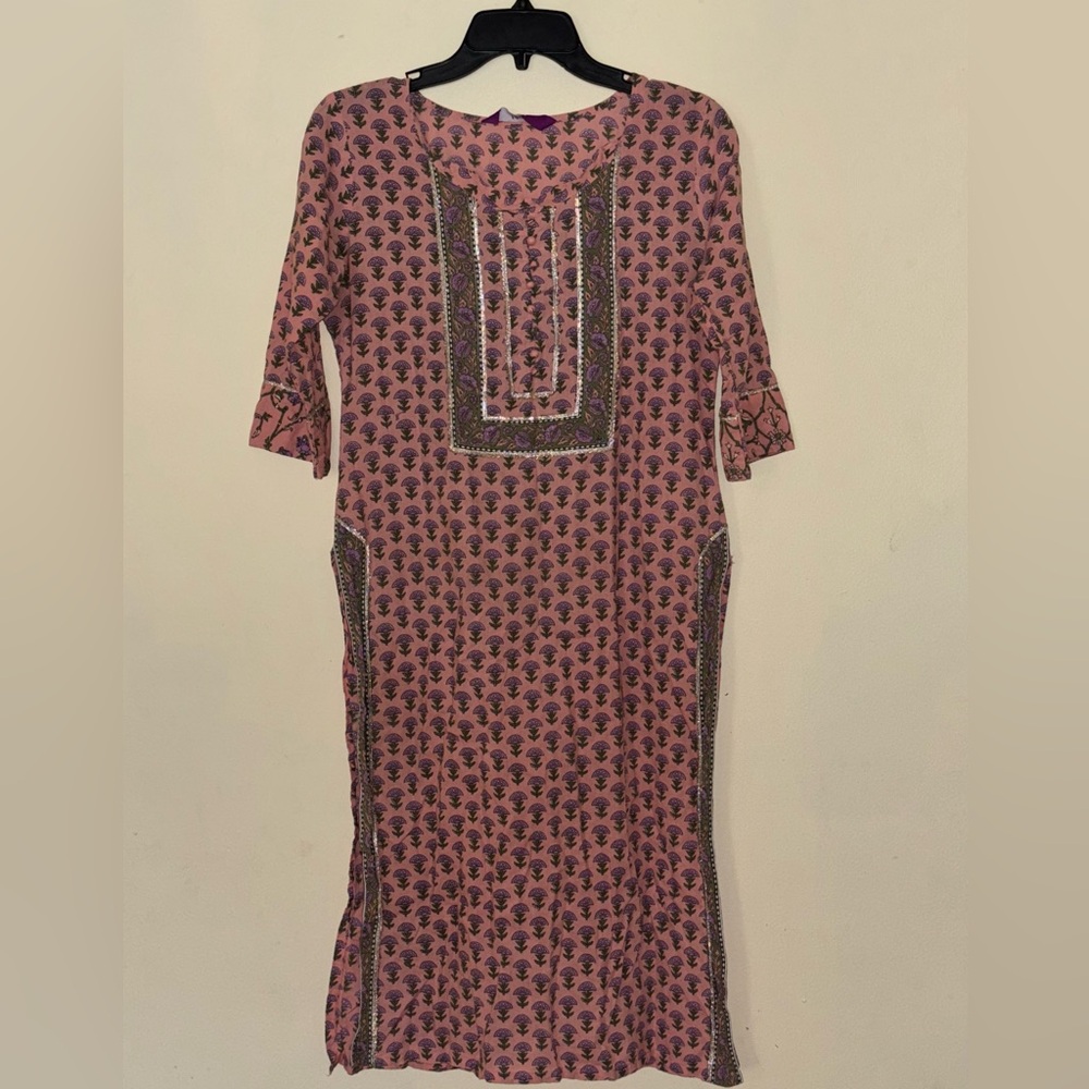 Libas Peach and Purple Patterned Tunic